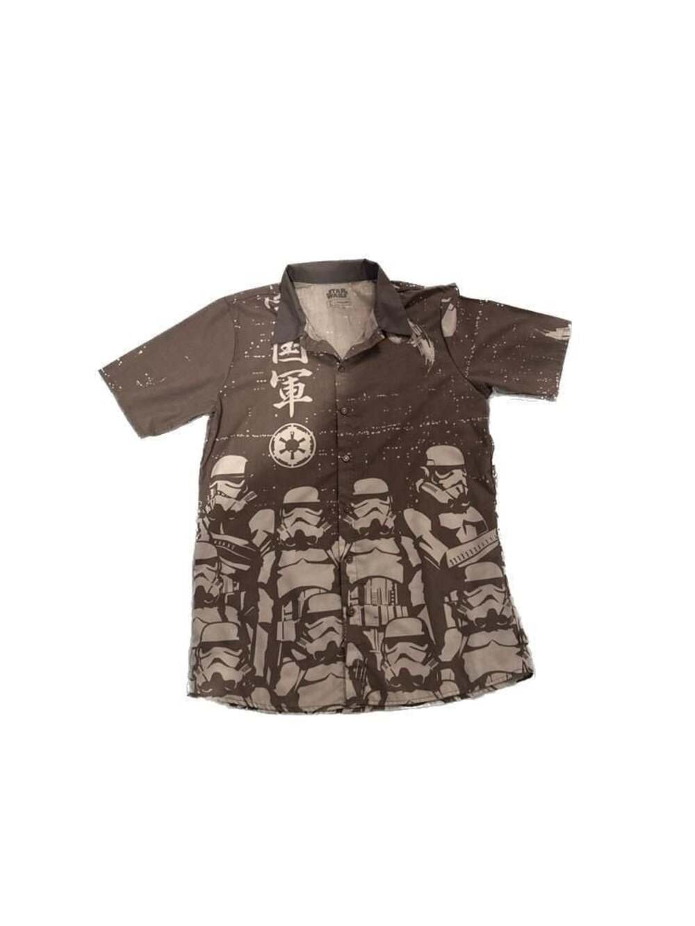 Star Wars Stormtrooper Galactic Empire Grey Short Sleeve Button Up Shirt